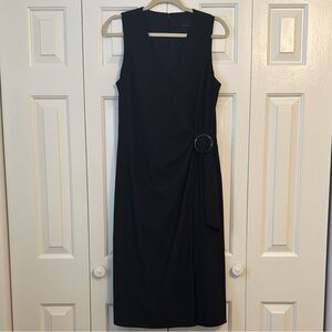Alex Marie Classic Black Midi V-neck Wrap Dress